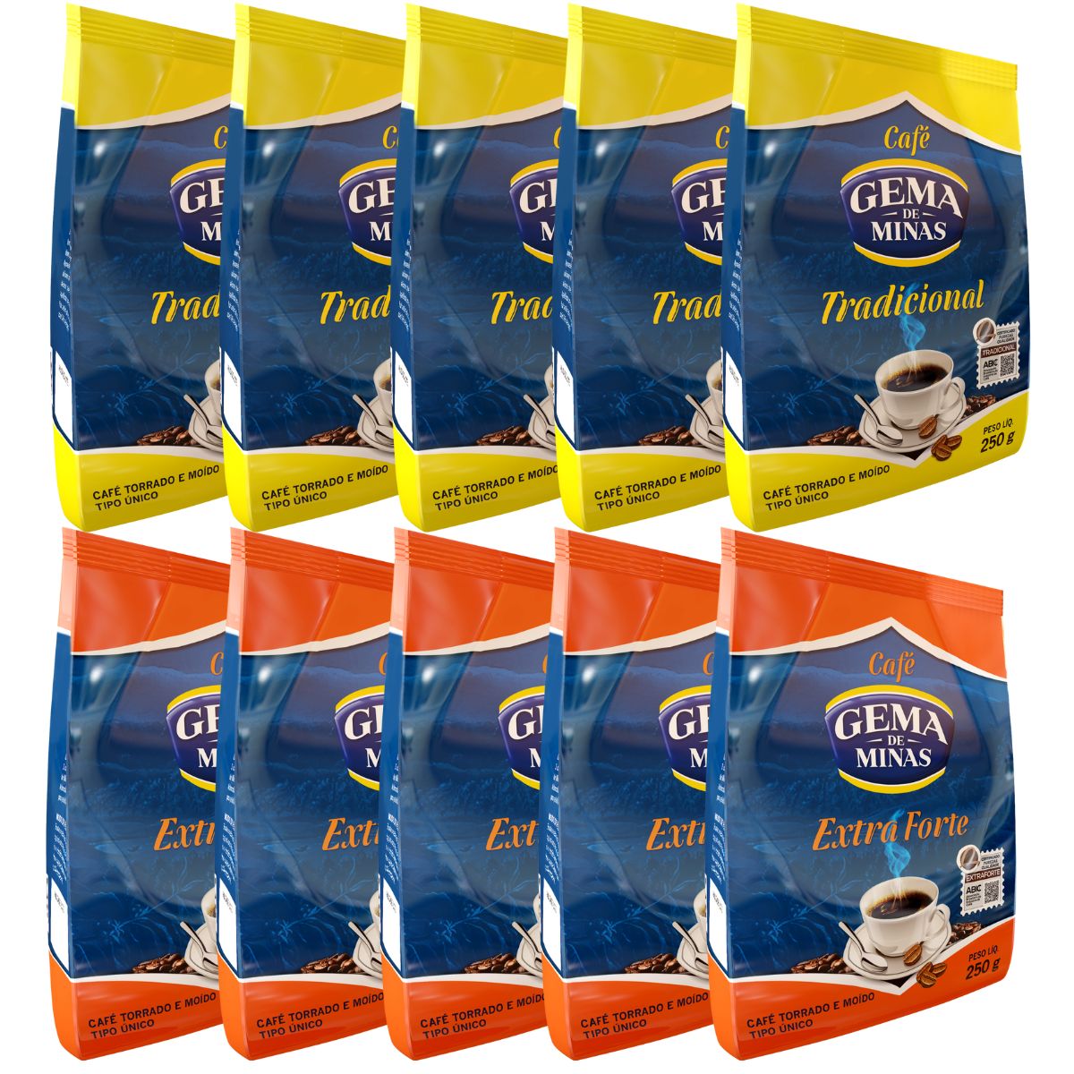 Kit 250G Café Gema de Minas 5 Extra Forte + 5 Tradicional
