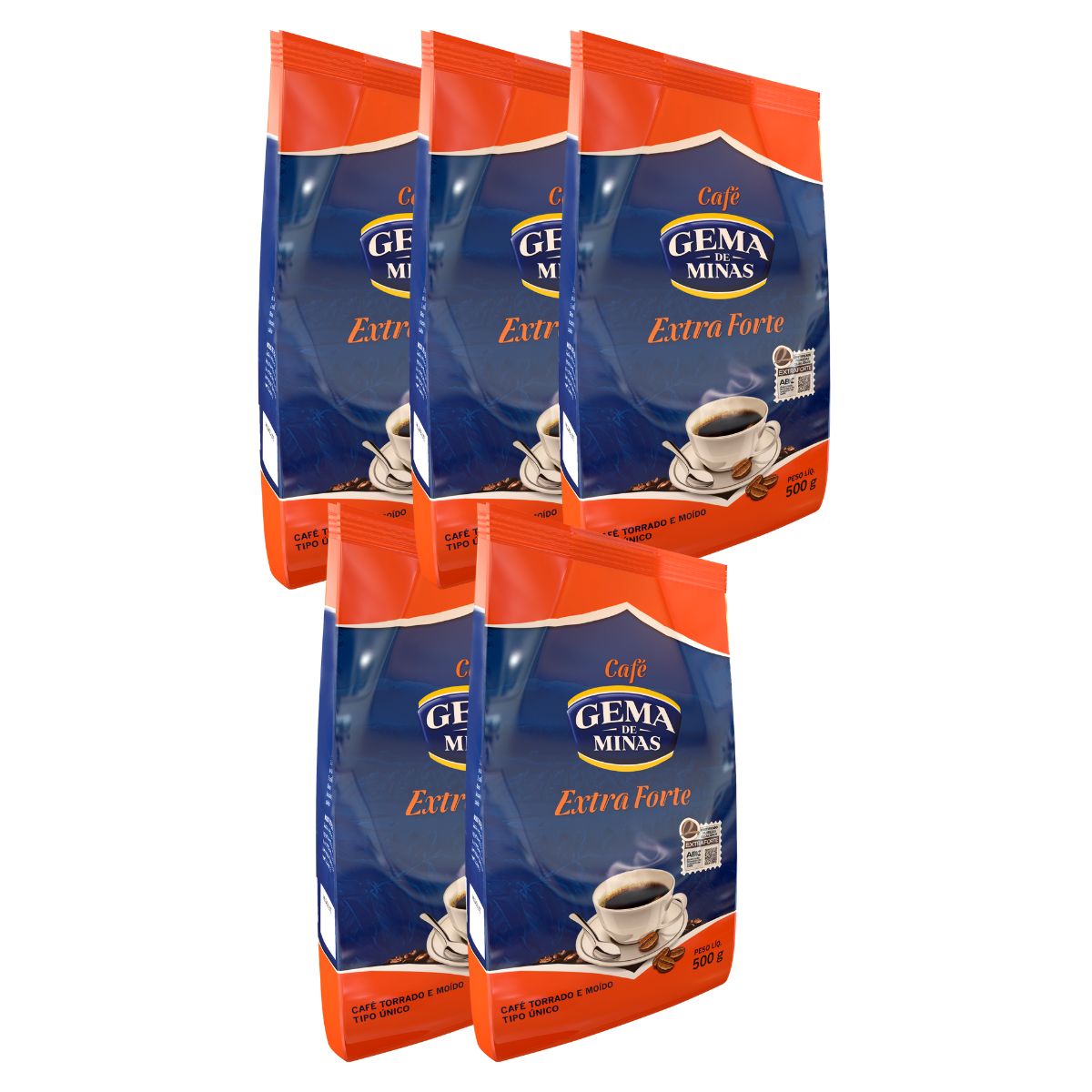 Kit Com 5 Pacotes de 500G Café Extra Forte Gema de Minas