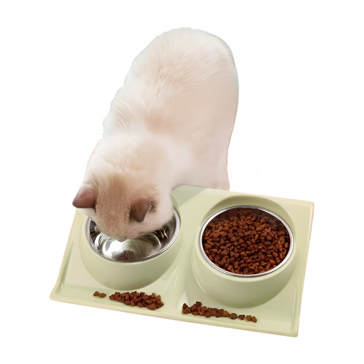 Comedouro e Bebedouro Duplo Para Gatos - ABS Ecológico e Inox - Design Ergonômico