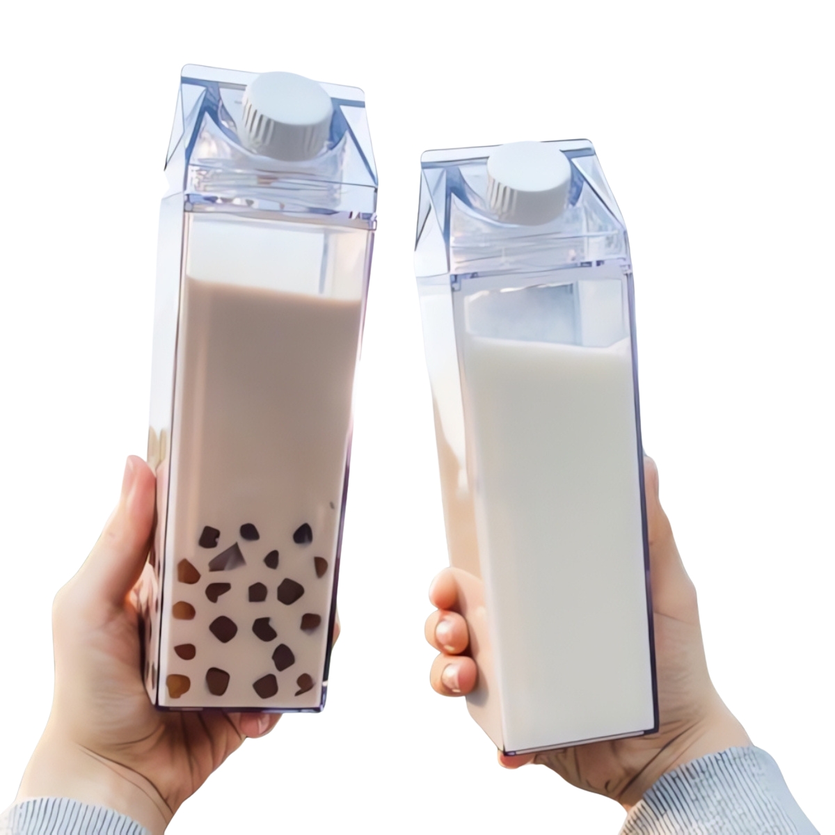 Garrafa Transparente Acrílica | 450ml | Com Trava Anti-Vazamento e Adesivo