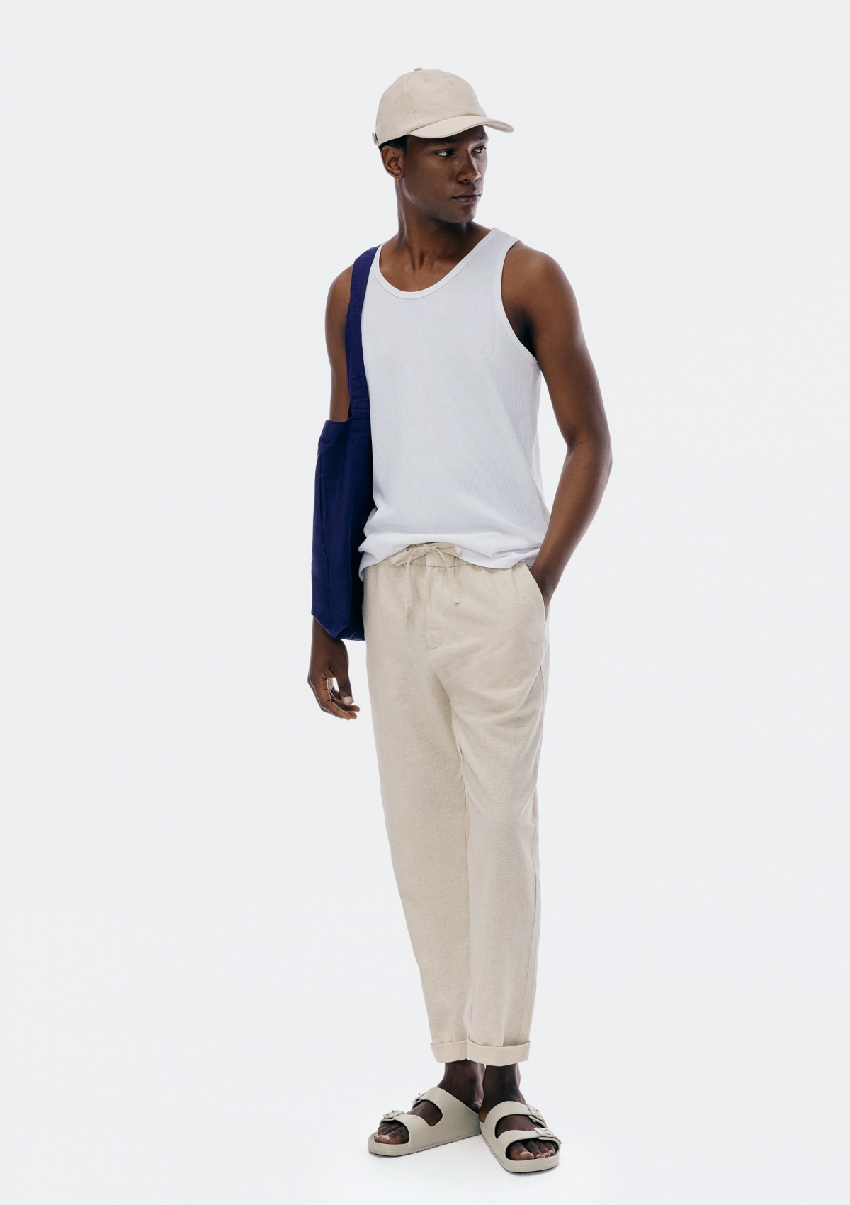Calça Masculina Reta Com Linho
