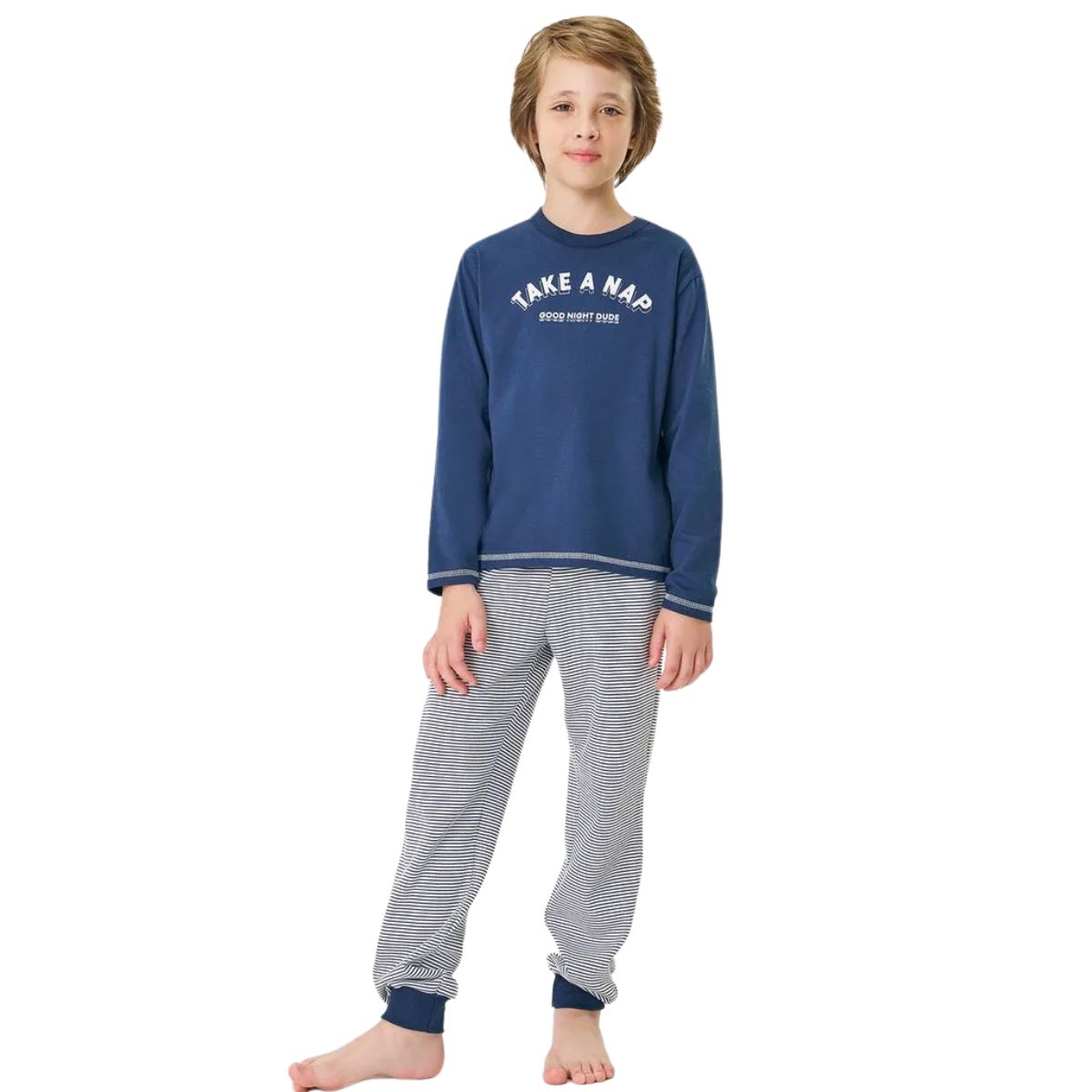 Pijama Divertto Manga Longa e Calça Marinho 17732