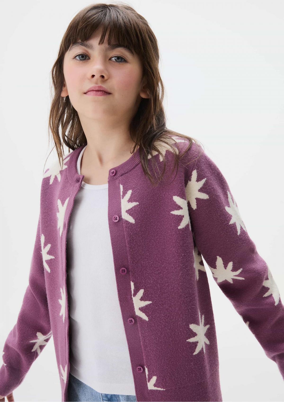 Cardigan Infantil Menina Tricô Estampado