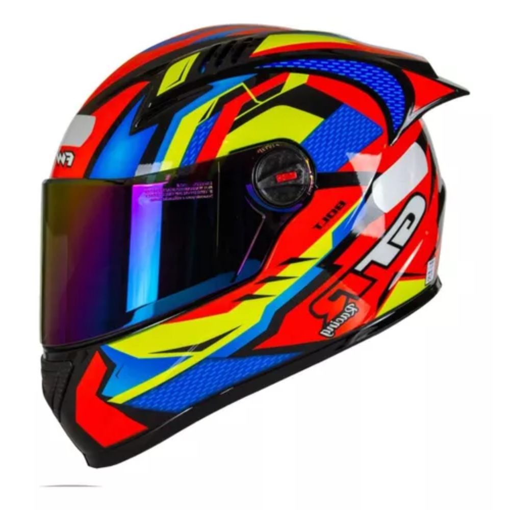 Capacete Fw3 Gtracing Bolt | Laranja | Azul | Amarelo