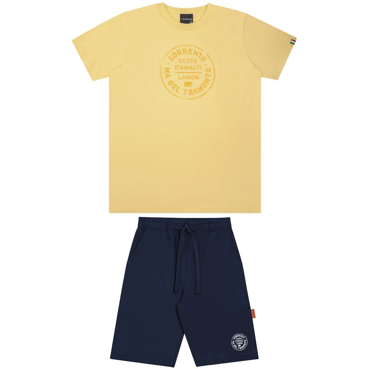 Conjunto Lamon Camiseta Amarelo e Bermuda Marinho 30802