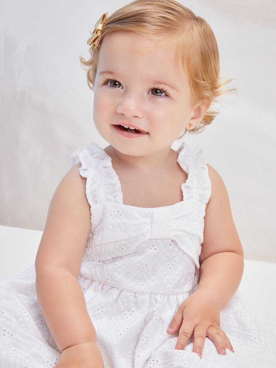 Vestido De Laise Bordado Branco Infantil