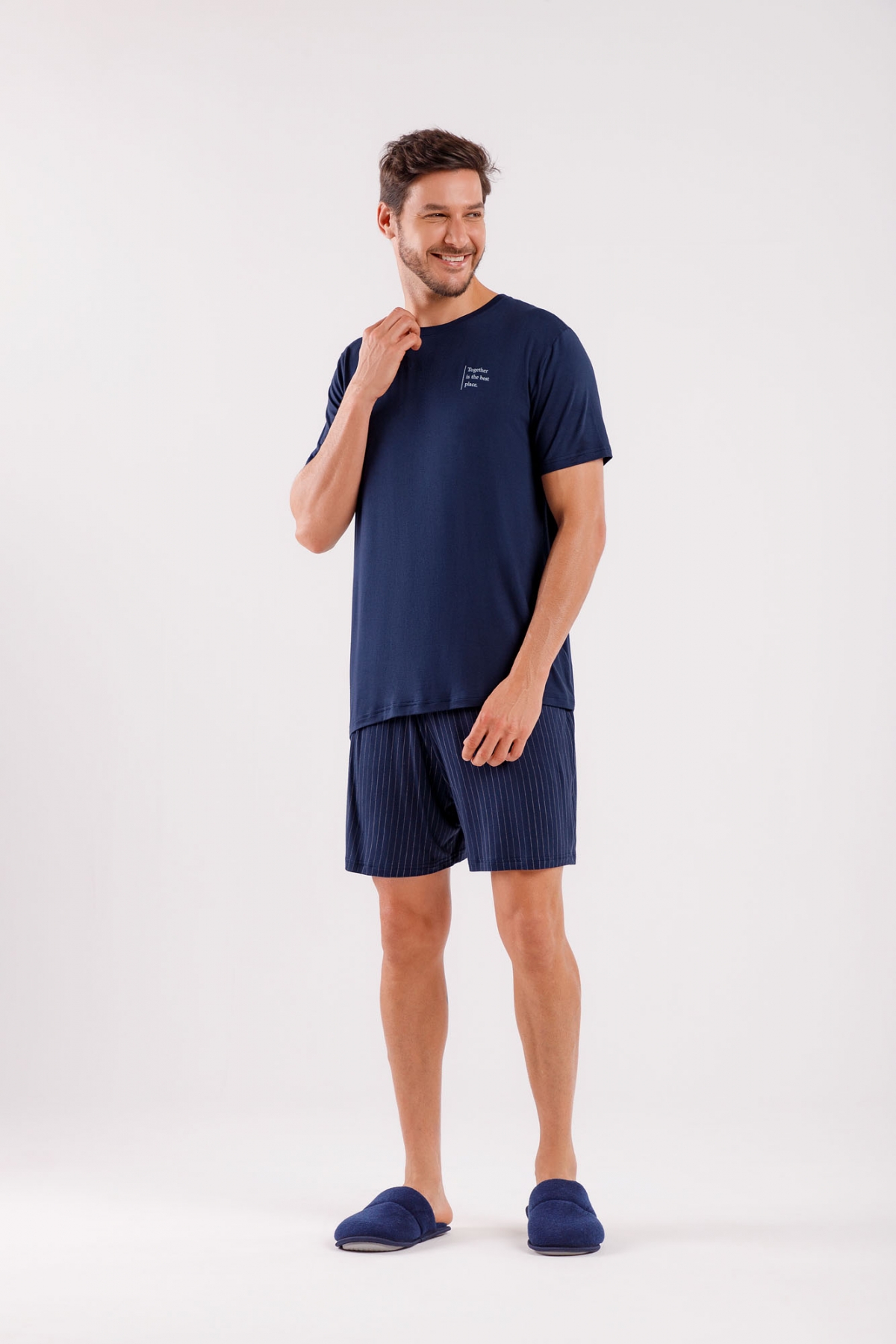 PIJAMA MASCULINO CURTO AZUL FAMÍLIA - COR COM AMOR