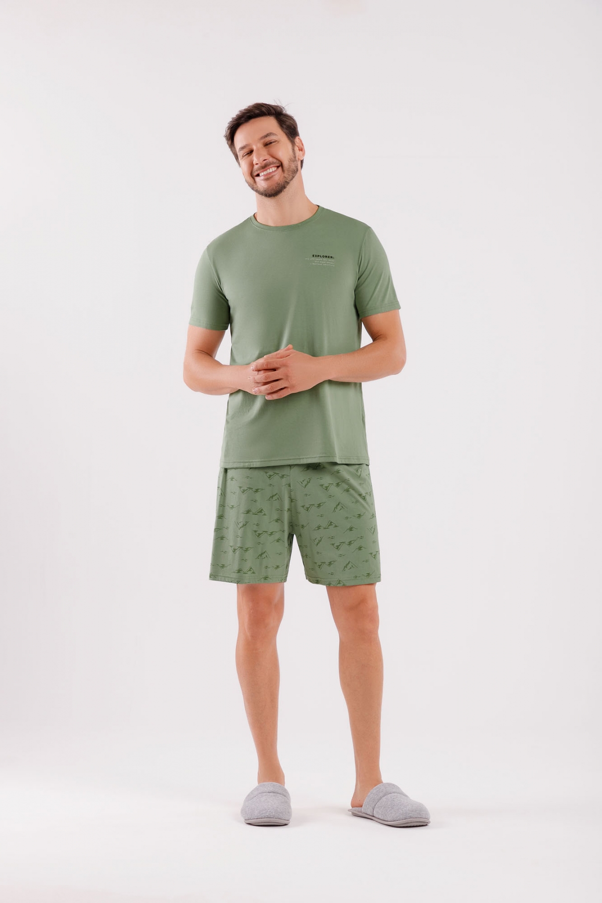 PIJAMA MASCULINO CURTO VERDE - COR COM AMOR