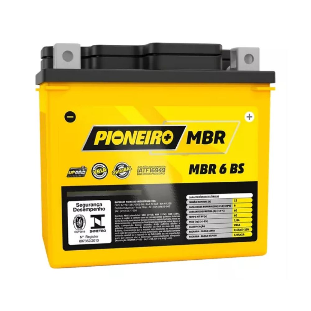 Bateria Pioneiro 6-BS 12V | Titan | Fan | Bros / 125 - 150 - 160