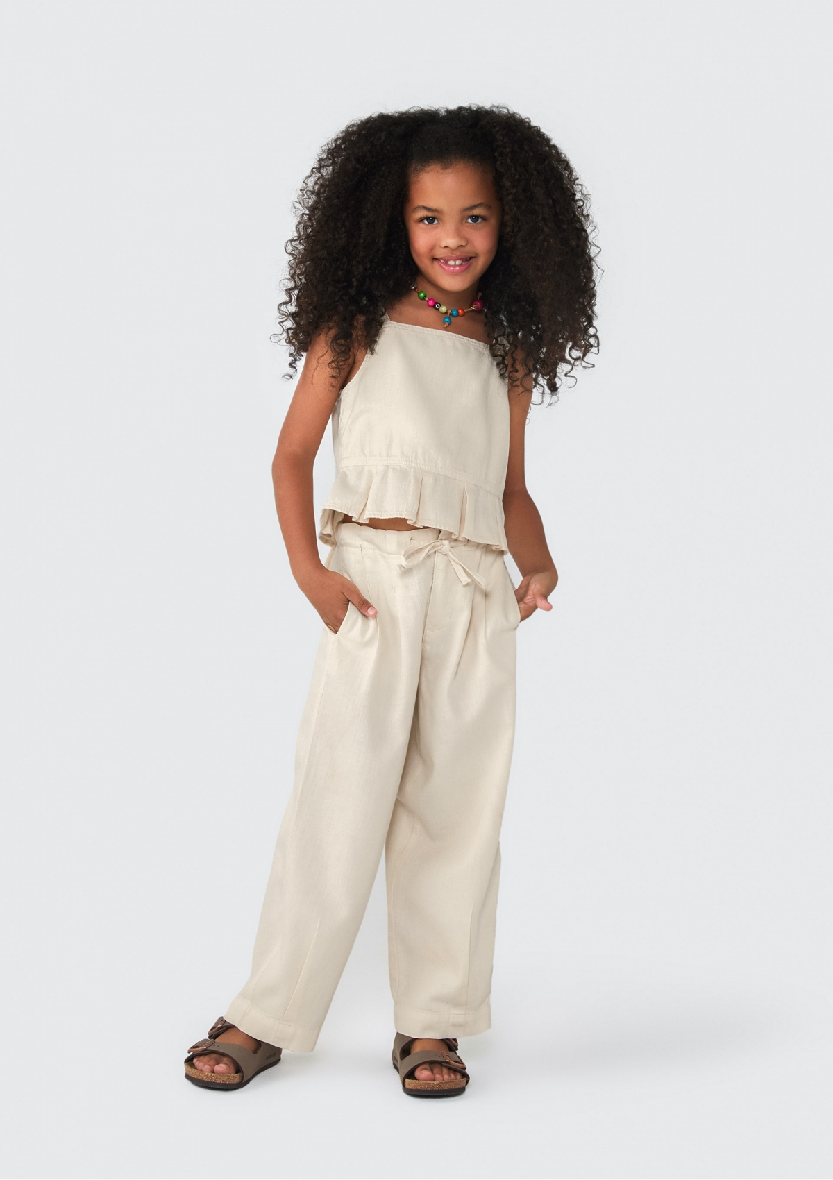 Calça Infantil Menina Slouchy Em Sarja