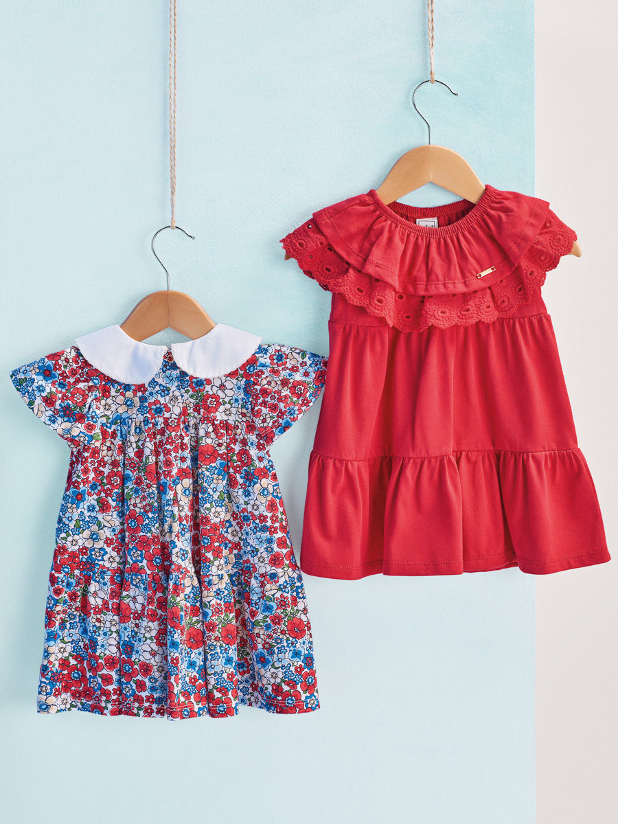 Vestido Com Babados Ingles Infantil Anime Vermelho