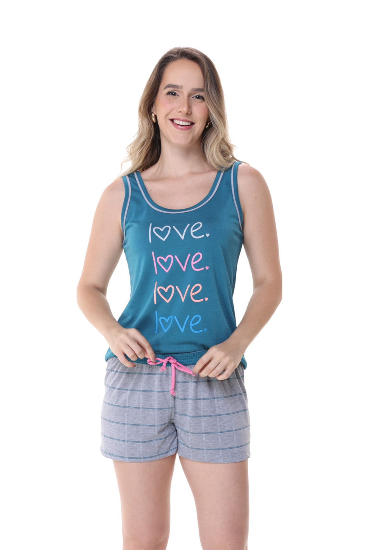PIJAMA FEMININO REGATA LOVE VERDE- CONTEMPORÂNEA