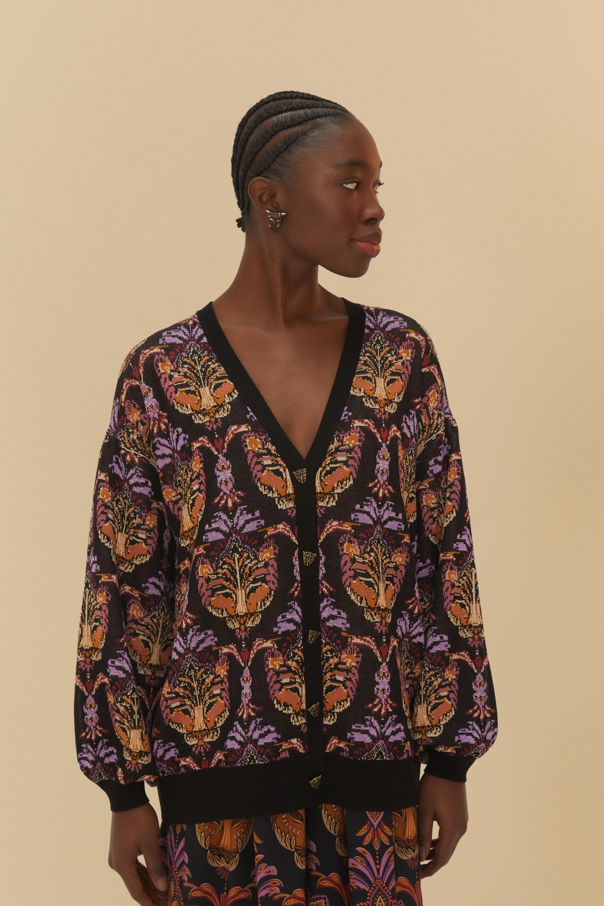 CARDIGAN TRICOT JACQUARD PANTERA BOHO