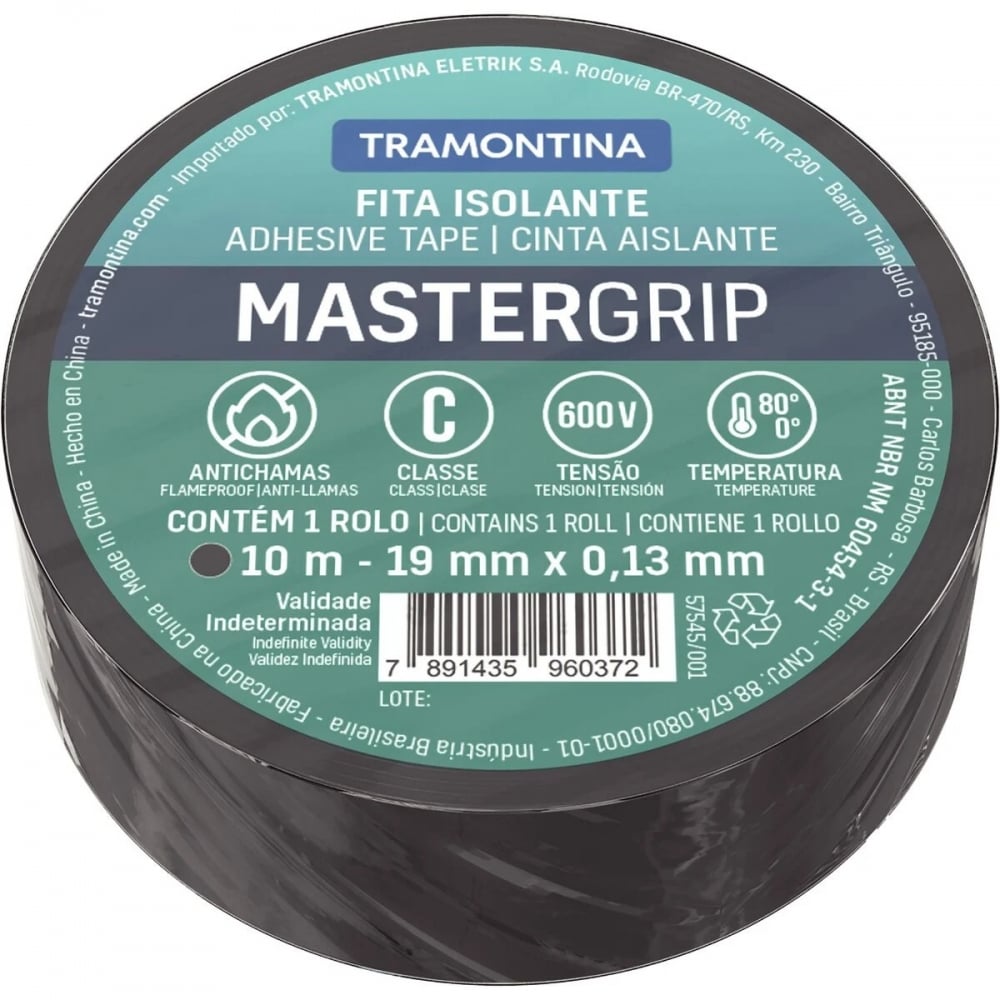 Fita Isolante Preta 10M 0,13X19MM - TRAMONTINA