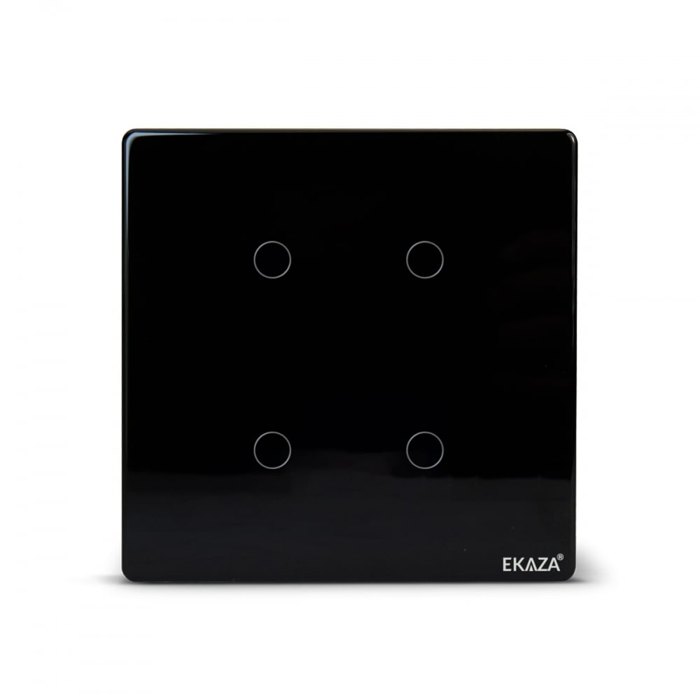 Interruptor Inteligente Wi-Fi 4x4 de 4 Botões Preto - EKAZA