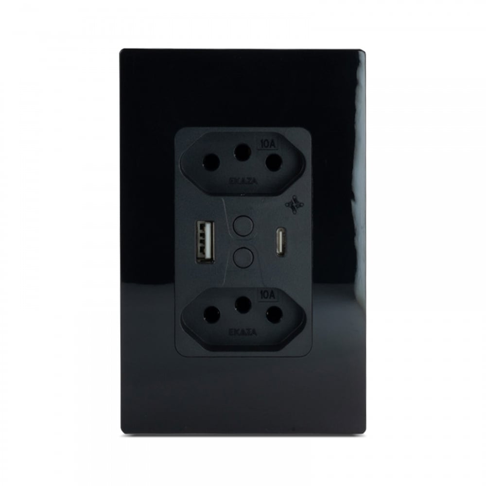 Tomada Dupla Inteligente Smart Wifi Bivolt C/ Usb Alexa10A - EKAZA