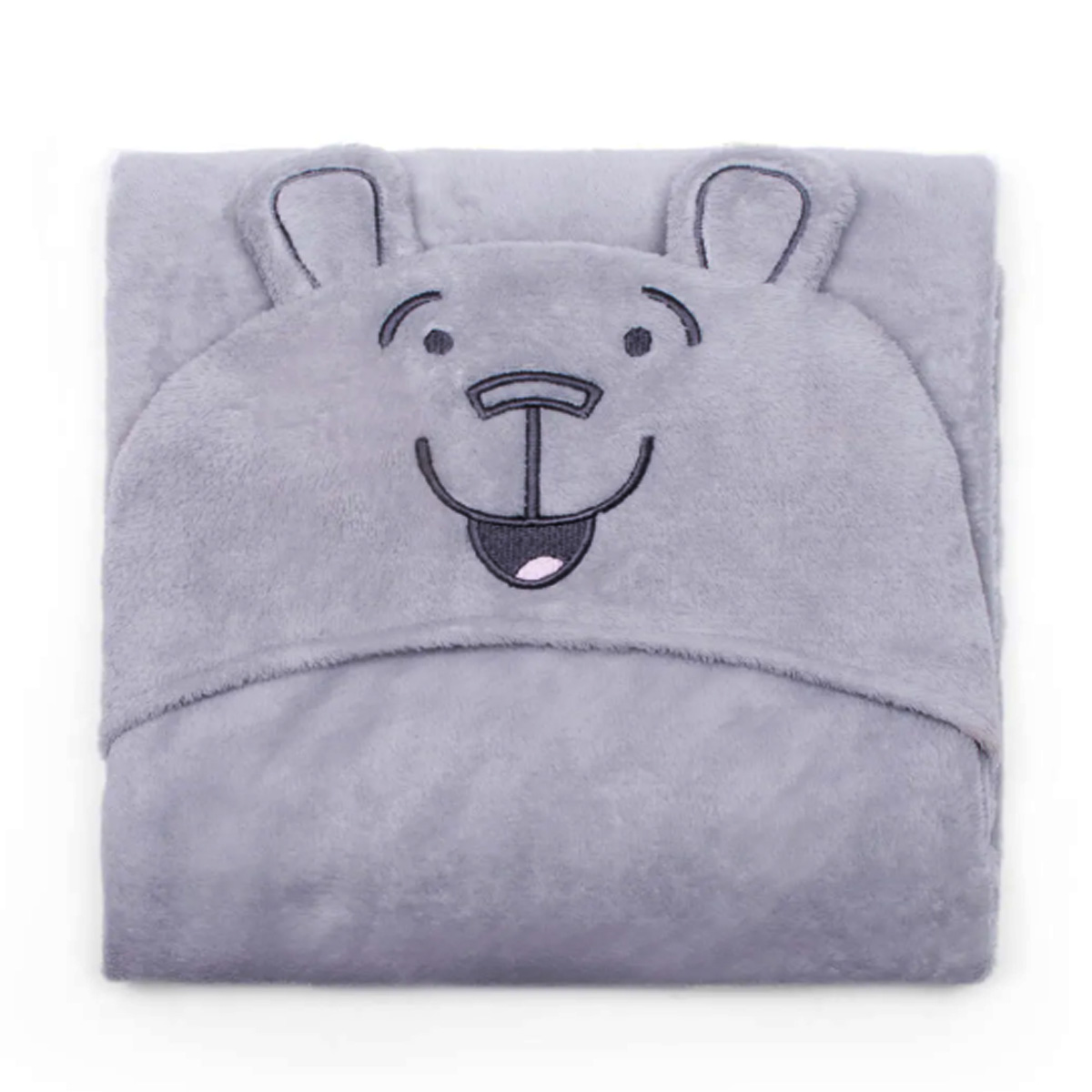 Manta com Capuz Buettner Microfibra Infantil Teddy 90cmx90cm Cinza Claro