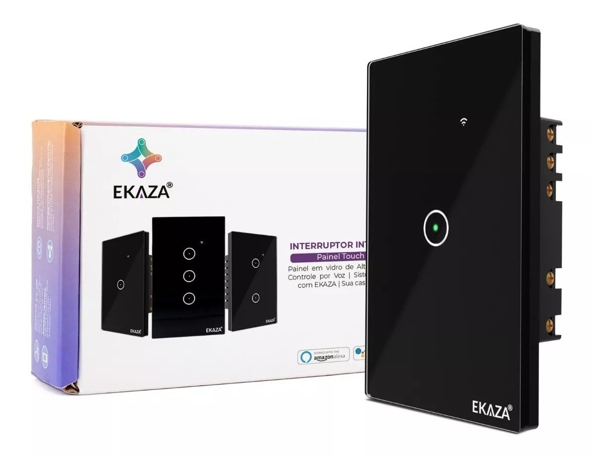 Interruptor Inteligente Wi-Fi 4x2 de 1 Botões Preto ZIGBEE - Ekaza