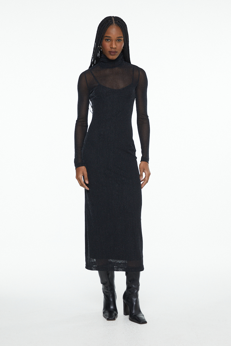 VESTIDO DE TULE COM BRILHO MIDI