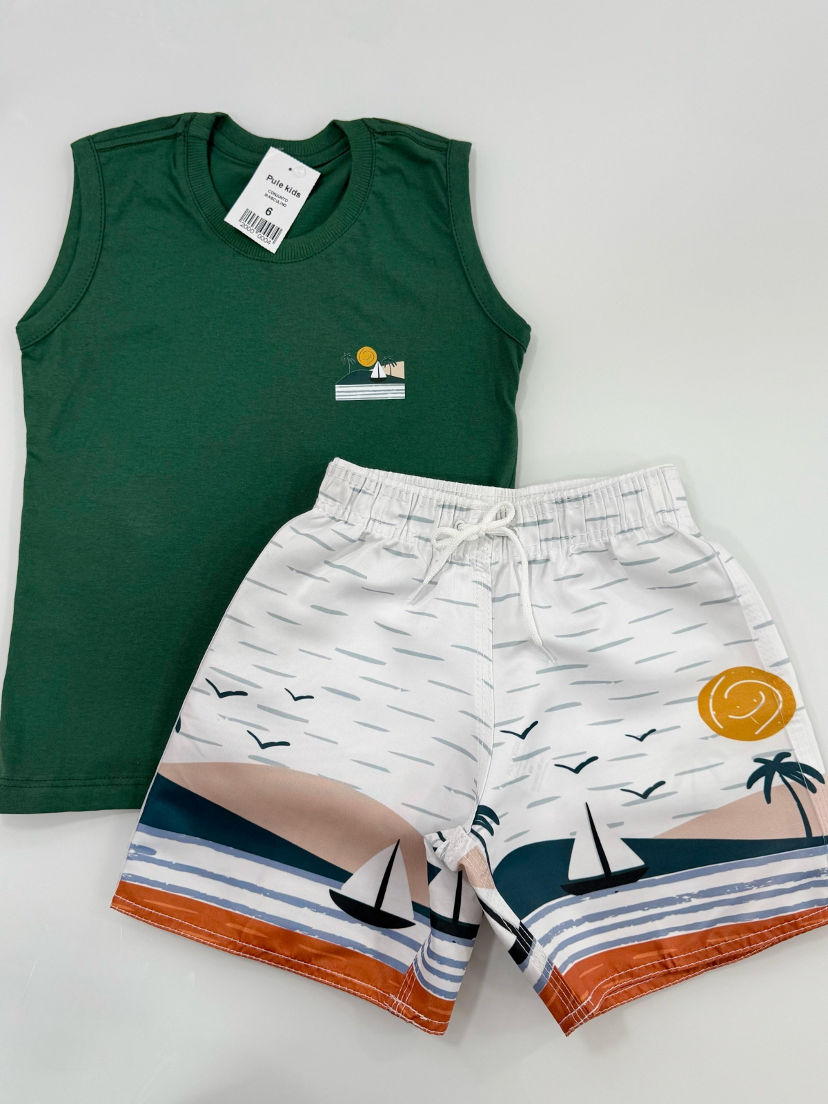 Conjunto Verde Barcos Regata