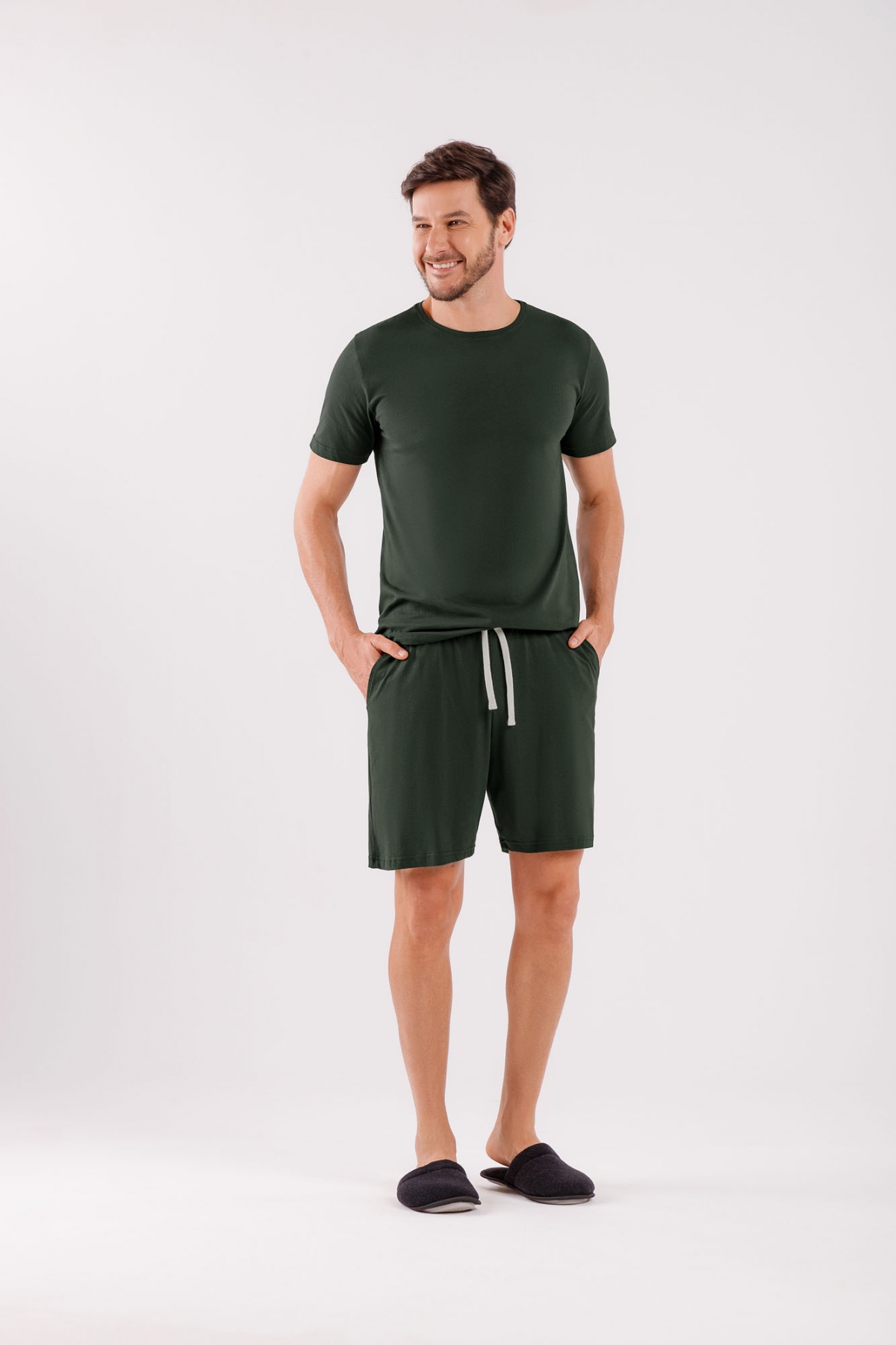 PIJAMA MASCULINO MANGA CURTA E BERMUDA VERDE - COR COM AMOR