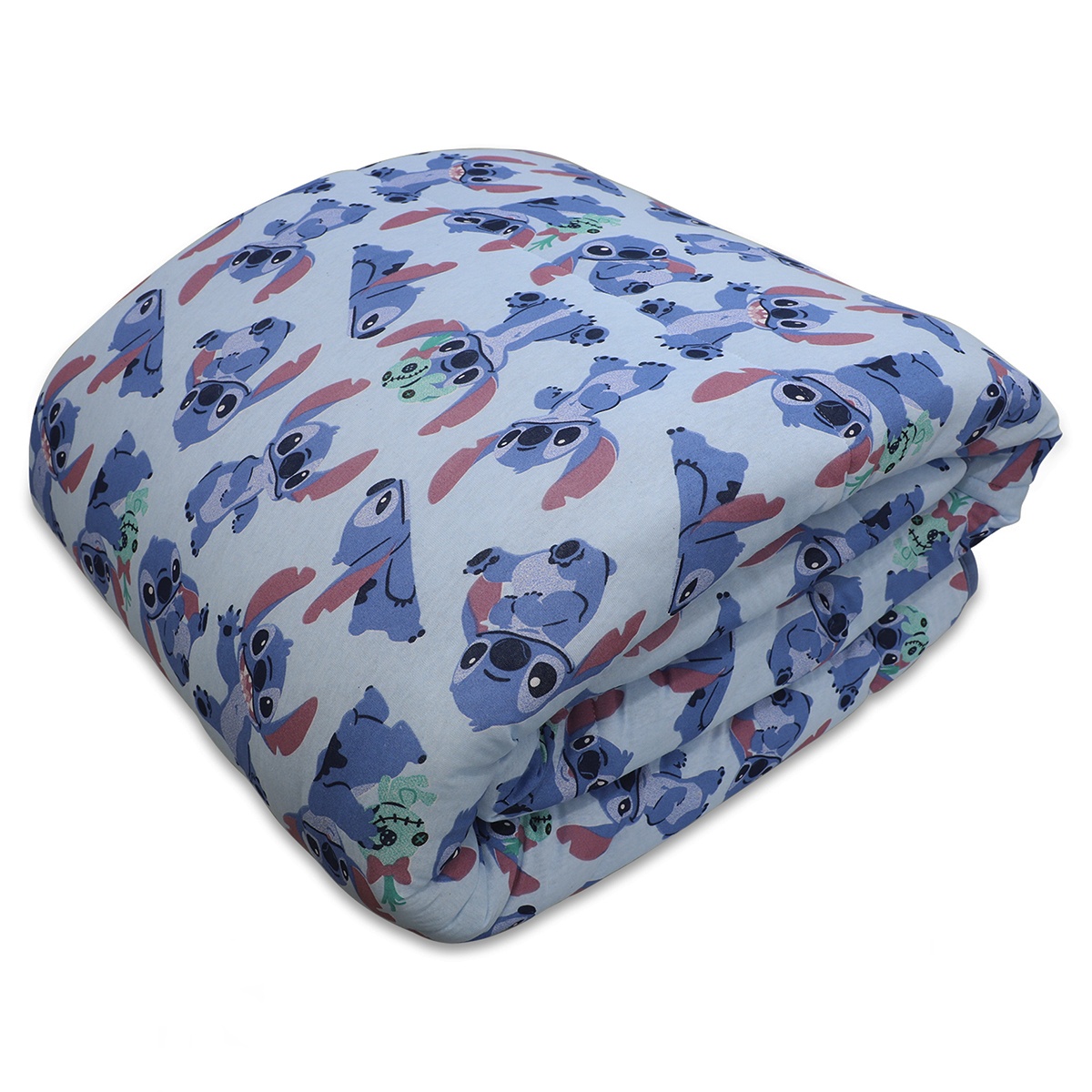 Edredom Portallar Casal Malha Mista Disney Stitch E Xepa 2,00mx220m Azul