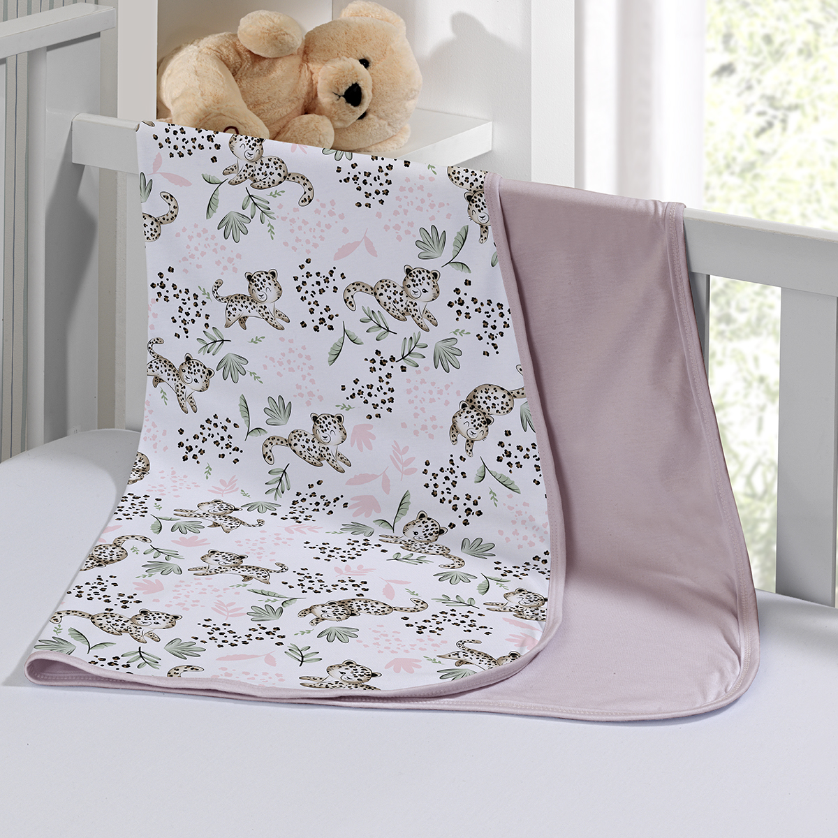 Cueiro Duplo Tecebem Baby Malha 100% Algodão Estampado Lizi 80cm x 90cm Rosinha