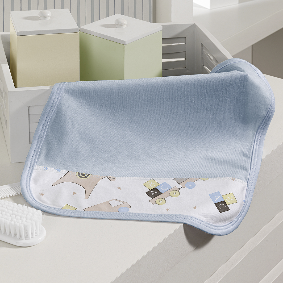 Kit Toalhinha de Boca Com 03 Peças Tecebem Baby Malha 100% Algodão Lipe Azul