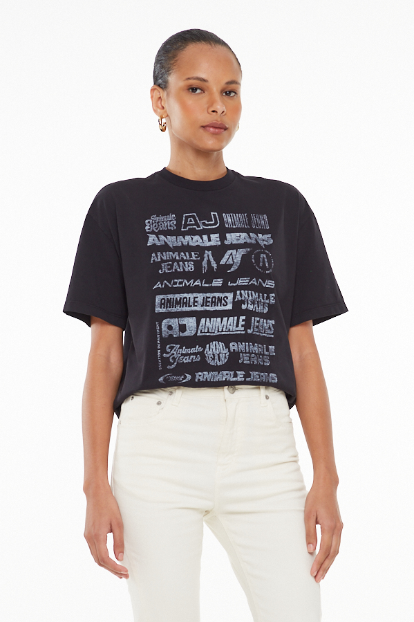 TSHIRT MALHA OVERSIZED LOGOMANIA PRETA