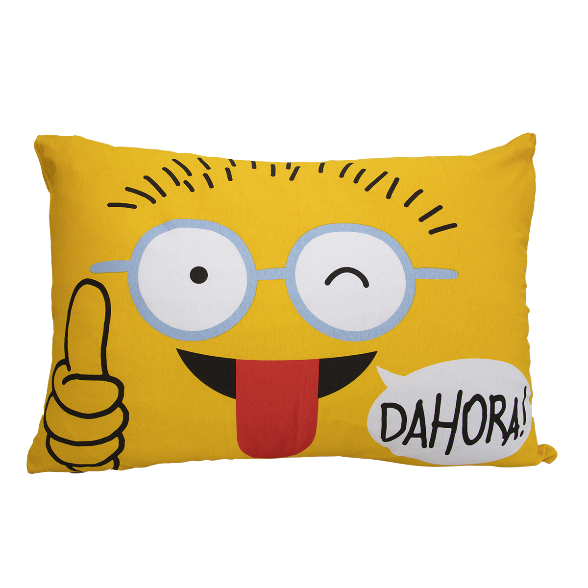 Fronha Portallar Malha 100% Algodão Estampa Localizada Emoji Dahora 48cmx68cm Branco