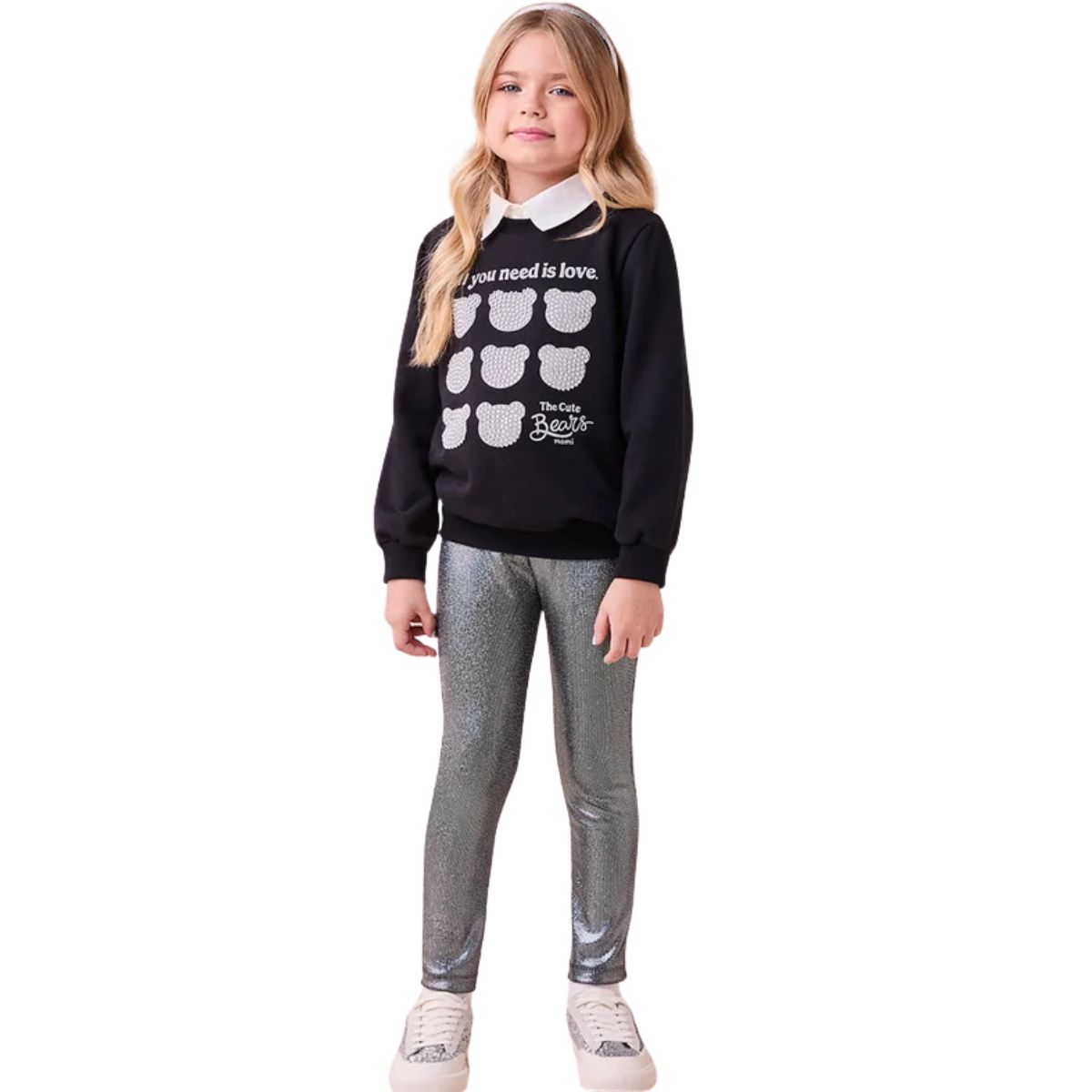 Conjunto Momi Blusa Moletom e Legging Brilhosa H6169