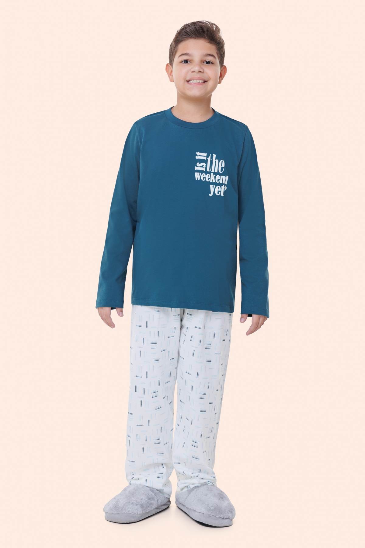 PIJAMA INFANTIL MASCULINO LONGO ALGODÃO VERDE FAMILÍA - BOCEJINHO
