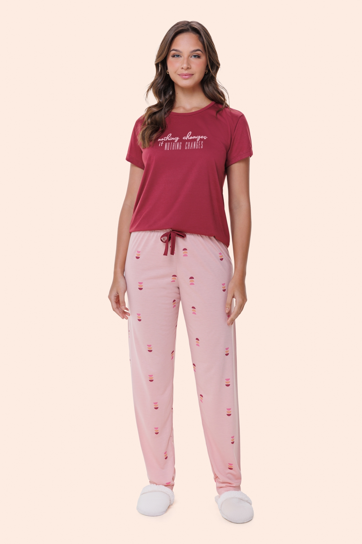 PIJAMA FEMININO MANGA CURTA COM CALÇA MEIA LUA - BOCEJINHO