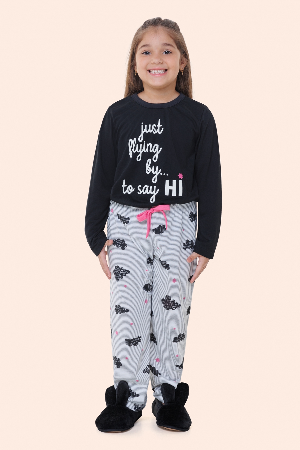 PIJAMA INFANTIL FEMININO LONGO NÚVEM FAMÍLIA - BOCEJINHO