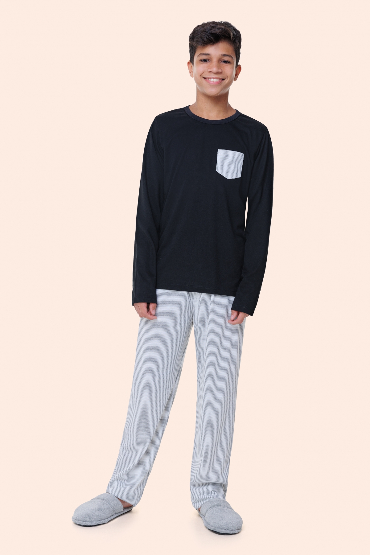 PIJAMA JUVENIL MASCULINO LISTRAS FAMÍLIA - BOCEJINHO