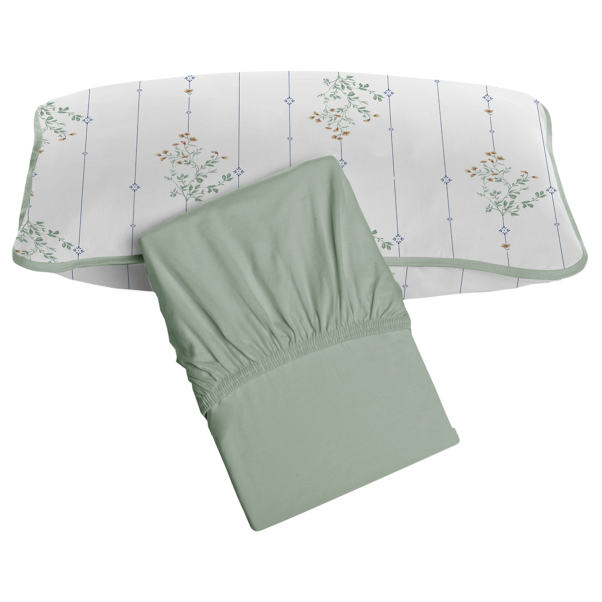 Jogo de Cama Tecebem Solteiro King Malha 100% Algodão Fran 2 peças Premium Verde