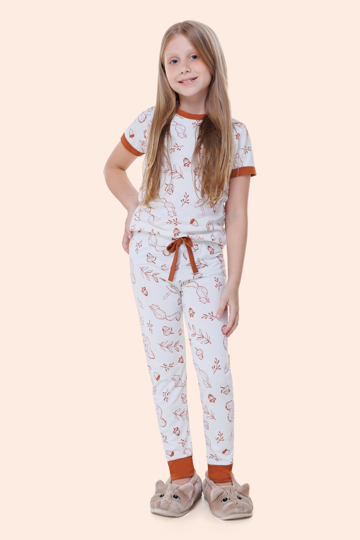 PIJAMA JUVENIL FEMININO MANGA CURTA COM CALÇA ESQUILO - BOCEJINHO