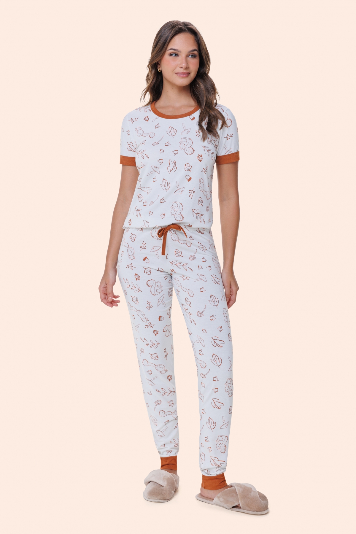 PIJAMA FEMININO MANGA CURTA COM CALÇA ESQUILO - BOCEJINHO