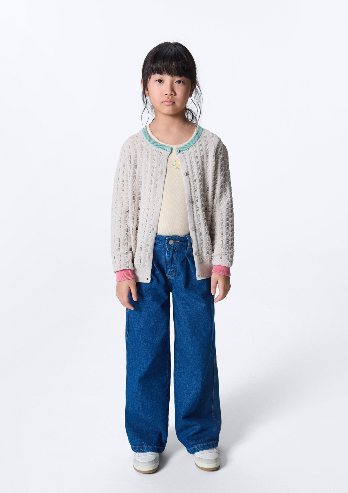 Cardigan Infantil Menina Tricô Ajustado