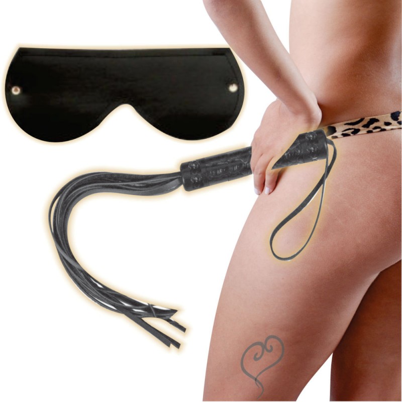 Chicote e Máscara Bdsm Sexnight Couro Eco Cód.:612