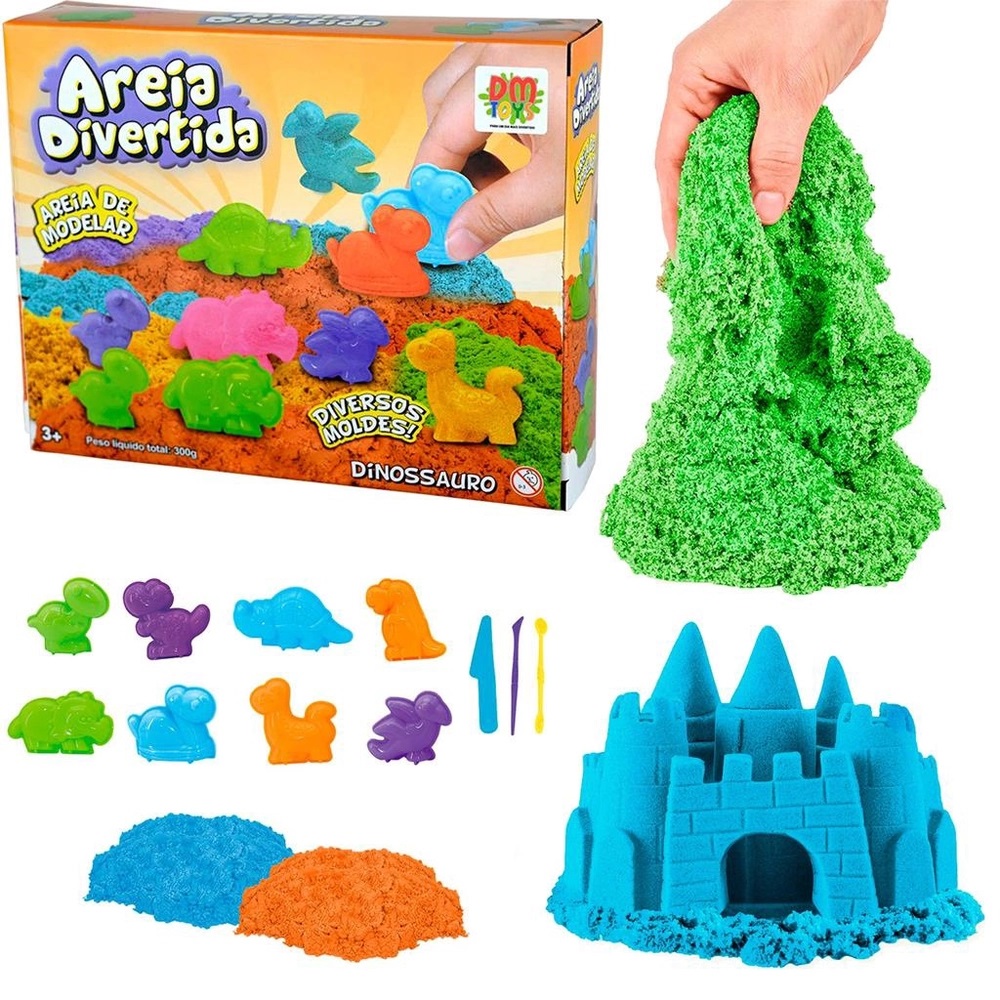 AREIA DIVERTIDA DINOSSAURO 300G 6641 - DM TOYS