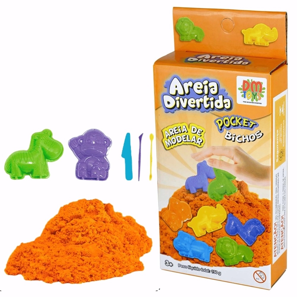 AREIA DIVERTIDA POCKET BICHOS 150G SORTIDO 6637 - DM TOYS