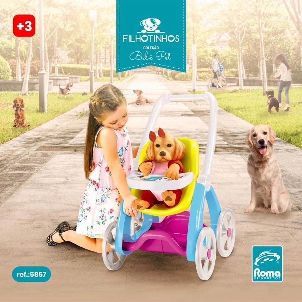 COLECAO BEBE PET FILHOTINHOS CARRINHO DE PASSEIO - ROMA