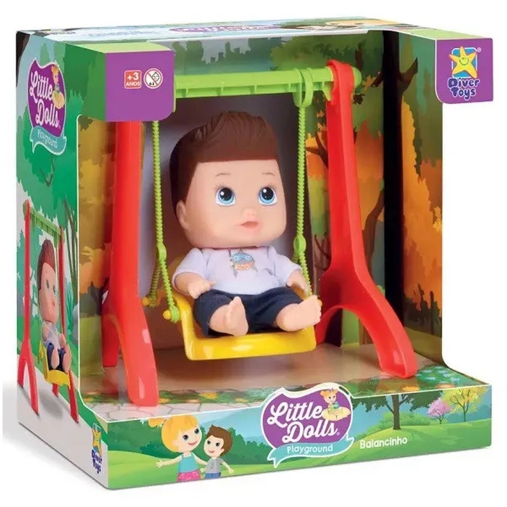 BONECA LITTLE DOLLS PLAYGROUND BALANCO MENINO - DIVERTOYS