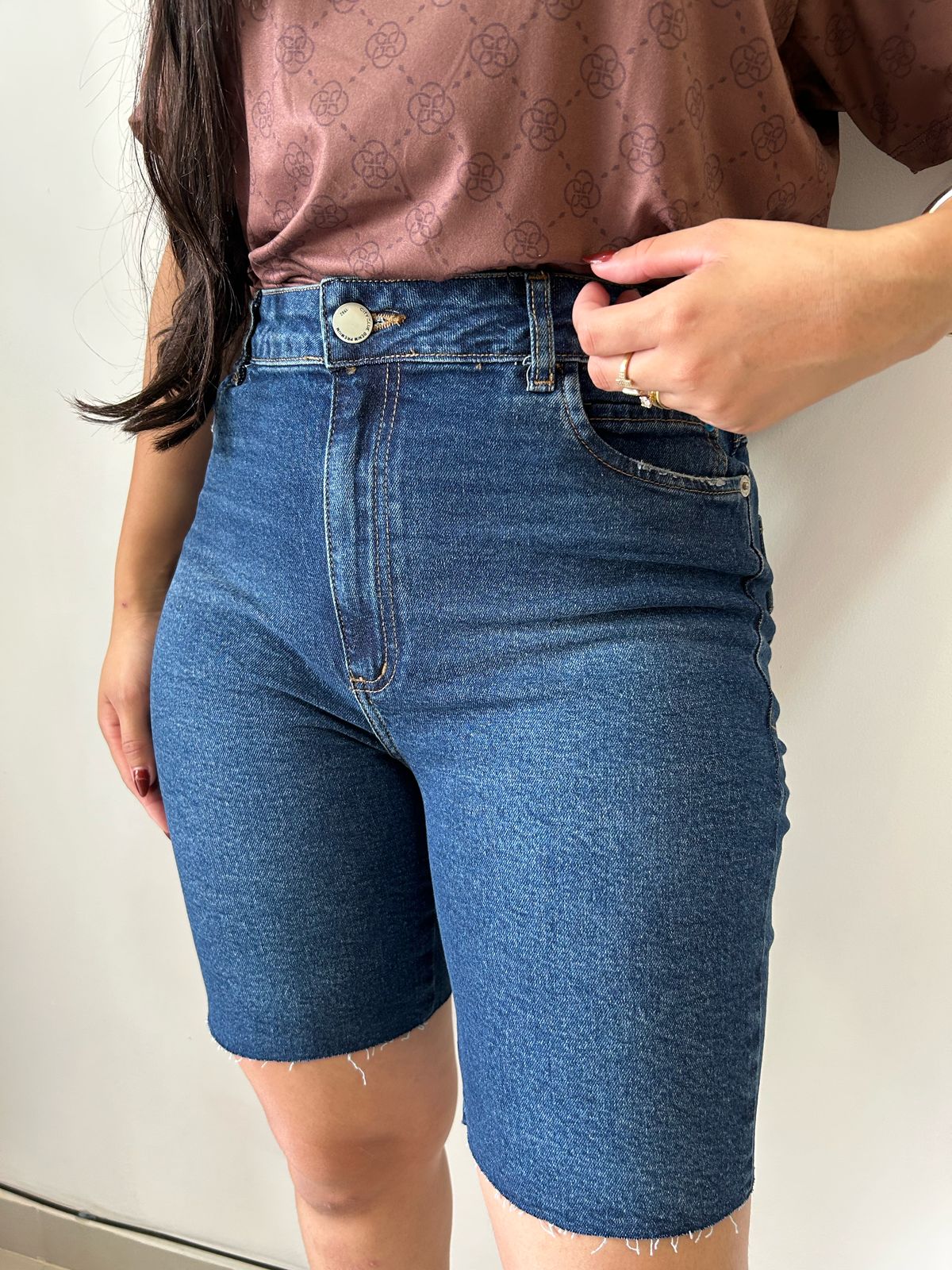 Bermuda Jeans Justa Cós Alto CityBlue