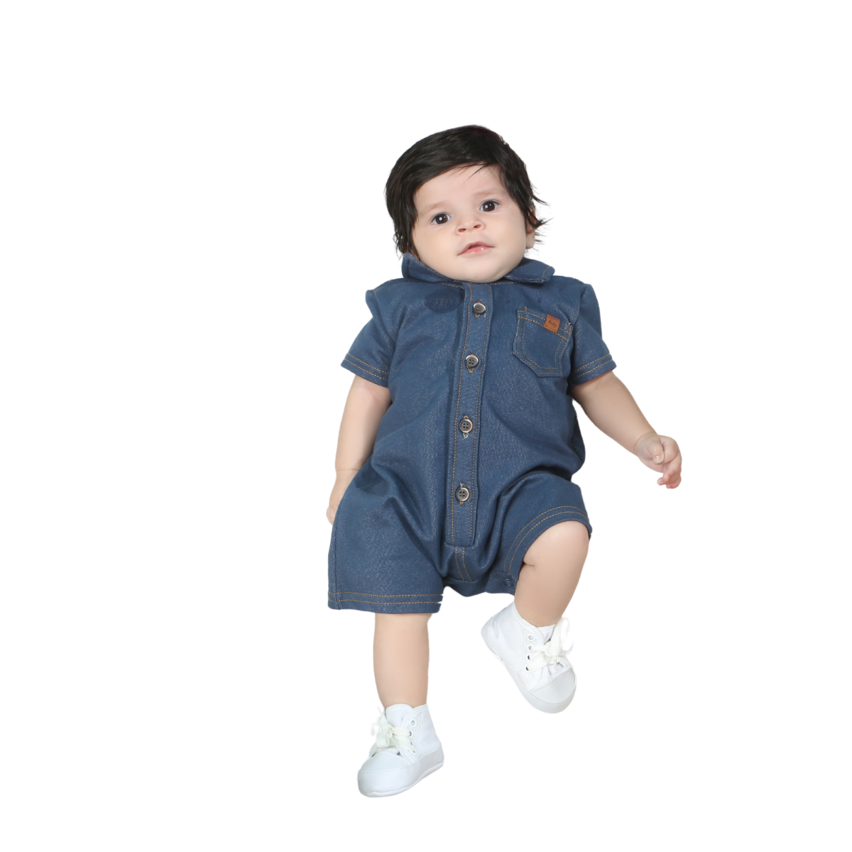 Macacão Curto Divertto Malha Jeans 16150