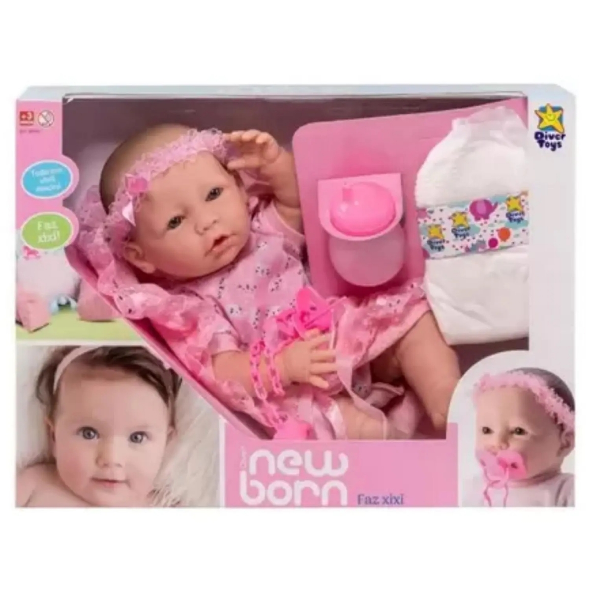 BRINQ. DIVERTOYS BONECA DIVER NEW BORN - LITTLE FAZ XIXI - MACACAO 8211
