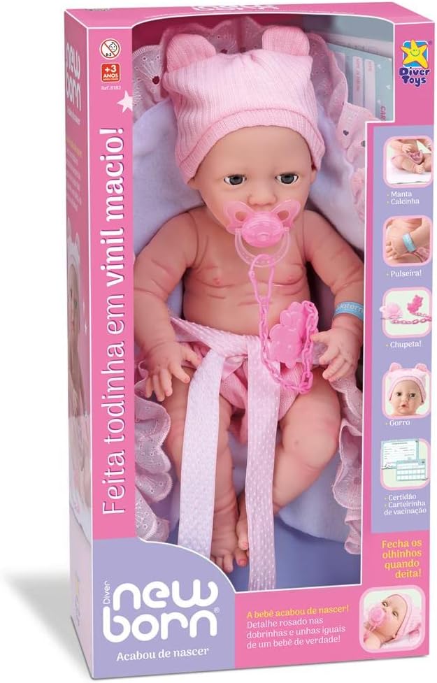 BONECA DIVER NEW BORN - ACABOU DE NASCER - DIVERTOYS 8182