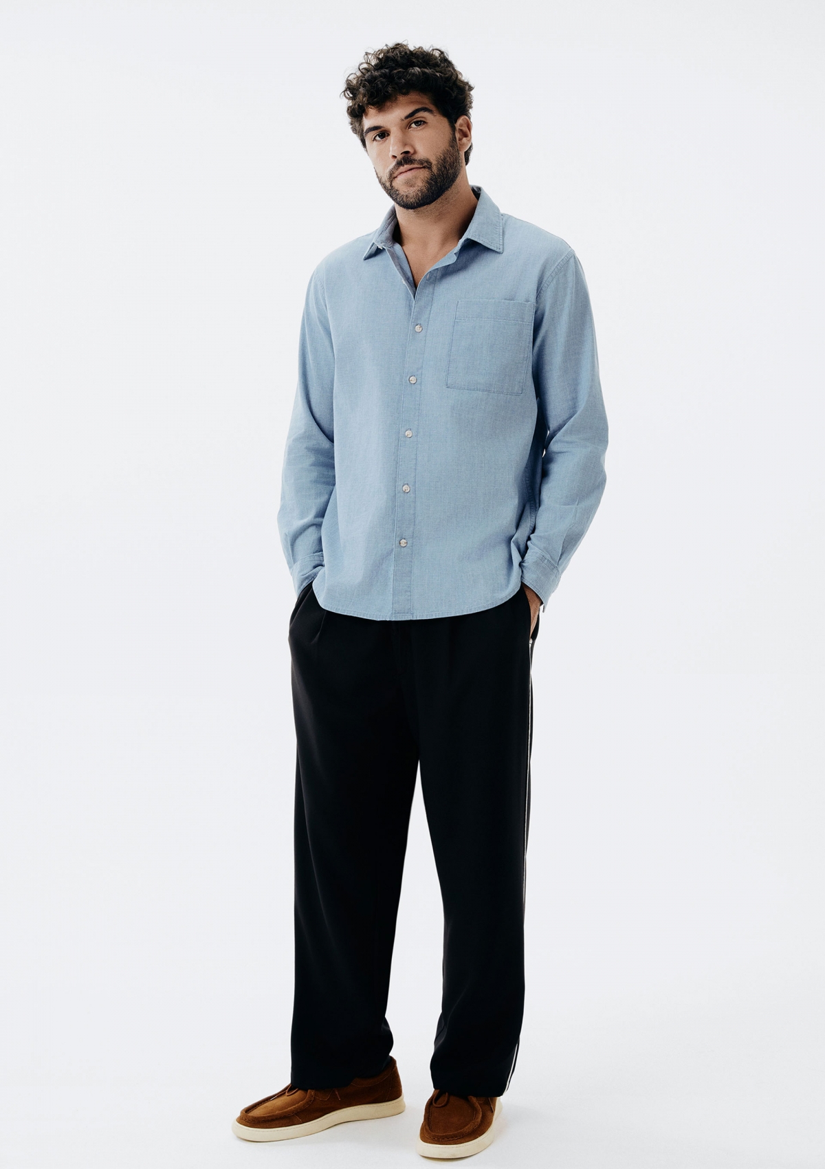 Camisa Masculina Regular em Jeans