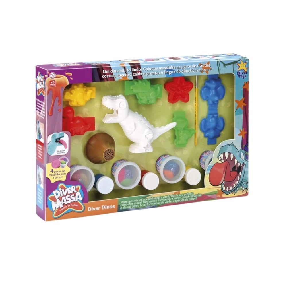 BRINQ DIVER TOYS DIVER MASSA - DIVER DINOS (MASSA DE MODELAR C/ACESSORIOS) 8276